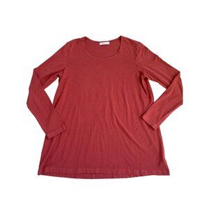 Bryn Walker Women's Large Bamboo Organic Cotton Crew Long Sleeve Tunic Orange